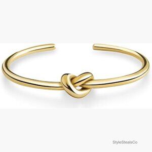 Adjustable Infinity Knot Bangle Bracelet, 18K Gold Plated Stainless Steel,